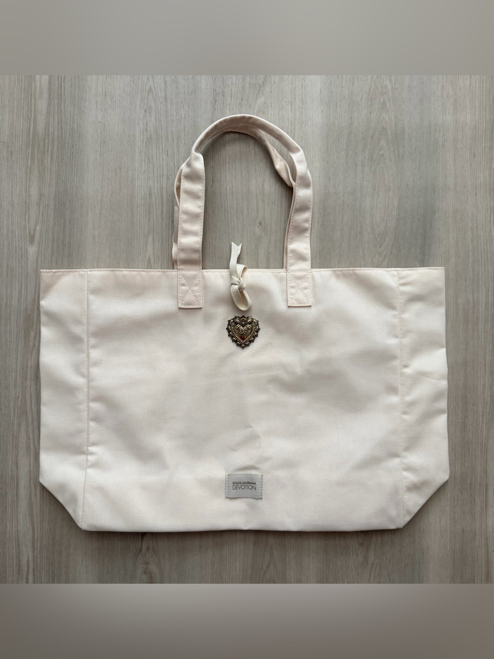 Dolce & Gabbana D&G Large Canvas Fabric Ivory Tote Bag